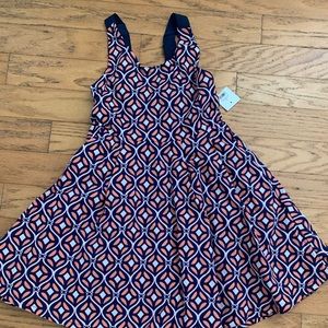 Girls size 8 Crown & Ivy Navy and Peach dresses